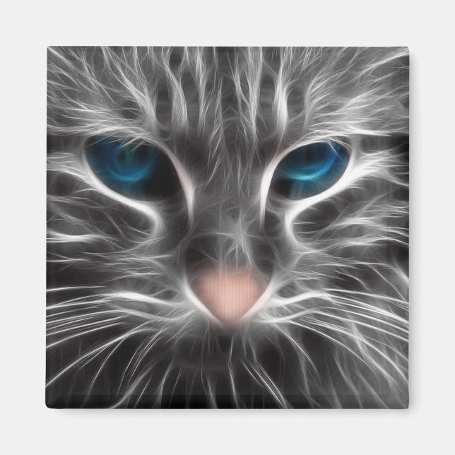 Imã Rosto de Gato Azul Incrível (Frente)