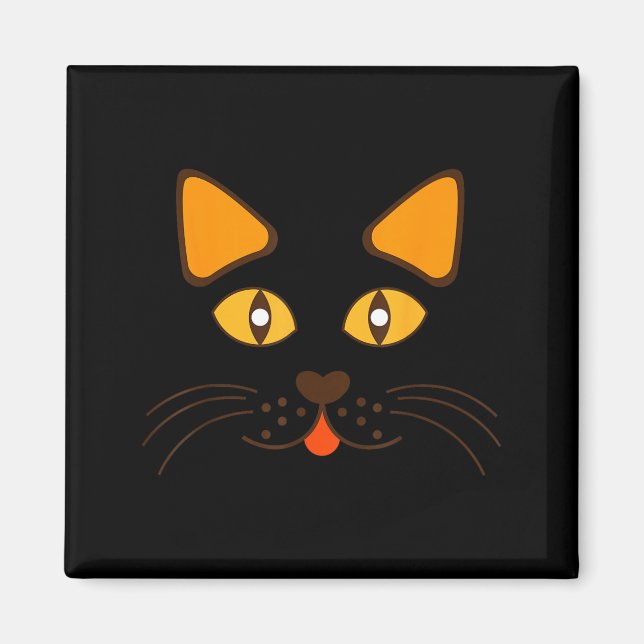 Imã Rosto de Gato Cabeça Engraçado Fofo Festa de Hallo (Frente)