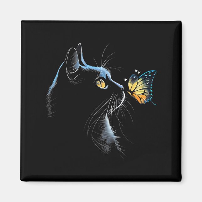 Imã Rosto de Gato - Com Borboleta (Frente)