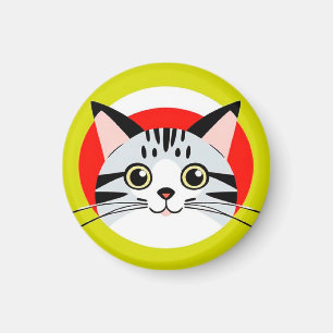Imã Rosto de Gato de Desenho Animado Fofo com Design G