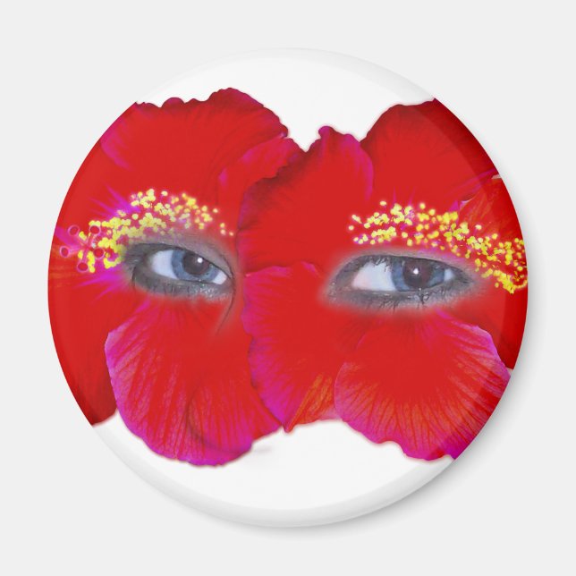 Imã Rosto de Hibiscus - Vermelho (Frente)