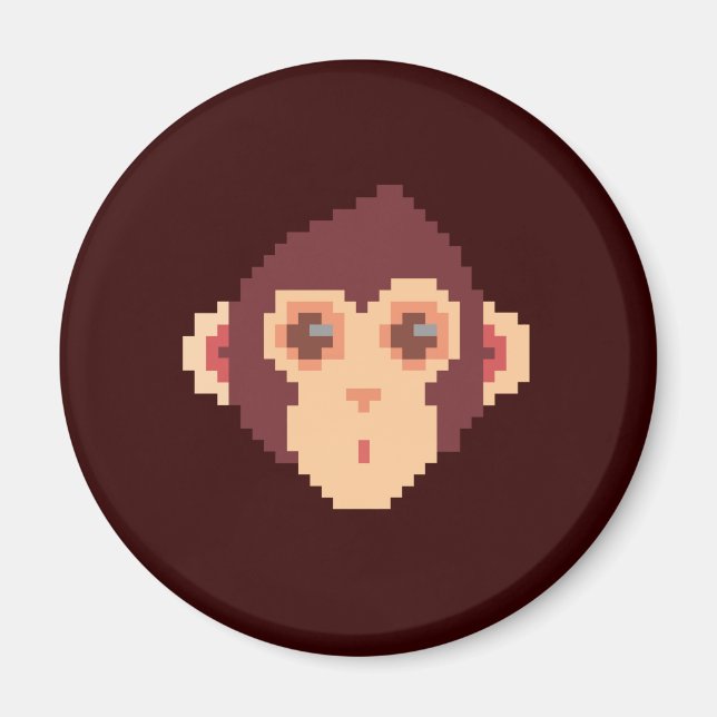Imã Rosto de macaco pixelado fofo (Frente)