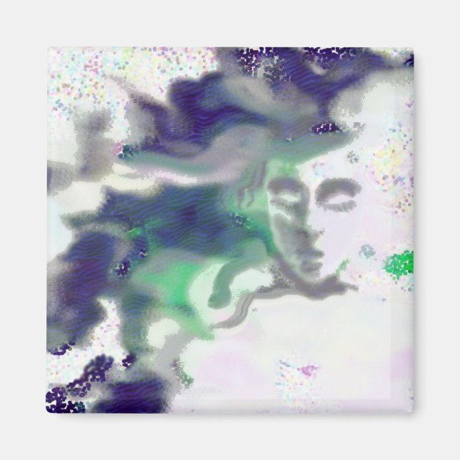 Imã Rosto elvish - desenho digital, fantasia Magnet (Frente)