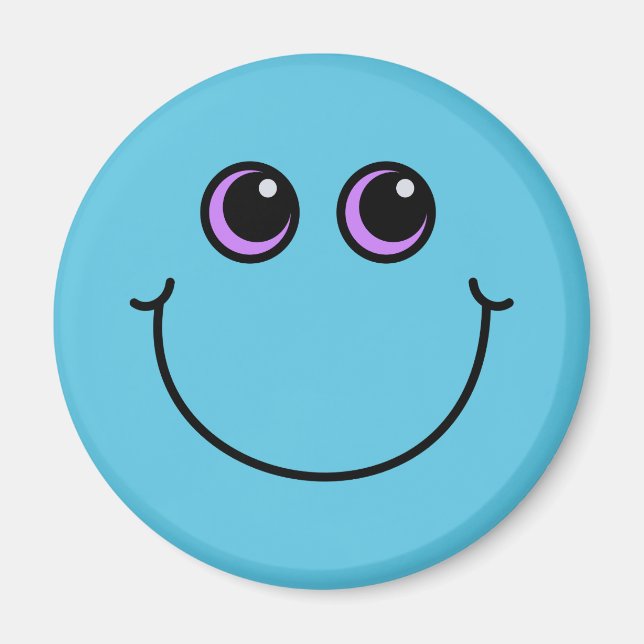 Imã Rosto Emoji Azul Sorridente (Frente)
