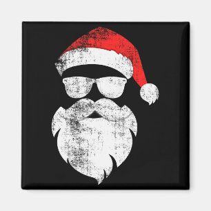 Imã Rosto engraçado de Papai Noel hipster com chapéu b