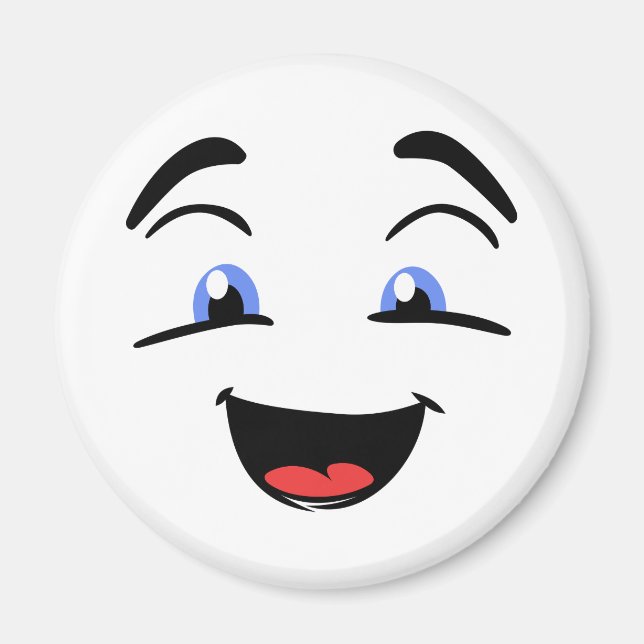 Imã Rosto Feliz Bonito Com Olhos Azuis (Frente)