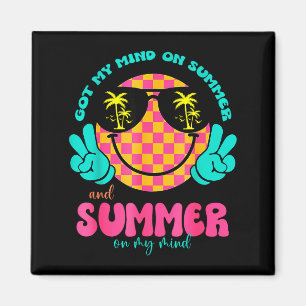 Imã Rosto Feliz Groovy Vibrações de Verão Minha Mente