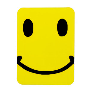 Ímã Rosto Sorridente Amarelo Grande Retro Brilhante