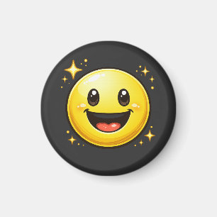 Imã Rosto Sorridente Feliz com Brilhos