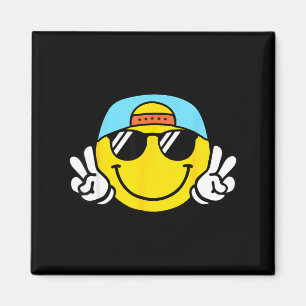 Imã Rosto Sorriso Amarelo Fofo Xadrez Paz Sorridente F