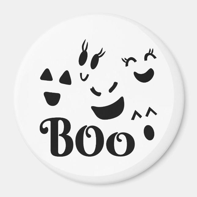 Imã Rostos de Fantasmas Assustadores e Divertidos, Boo (Frente)