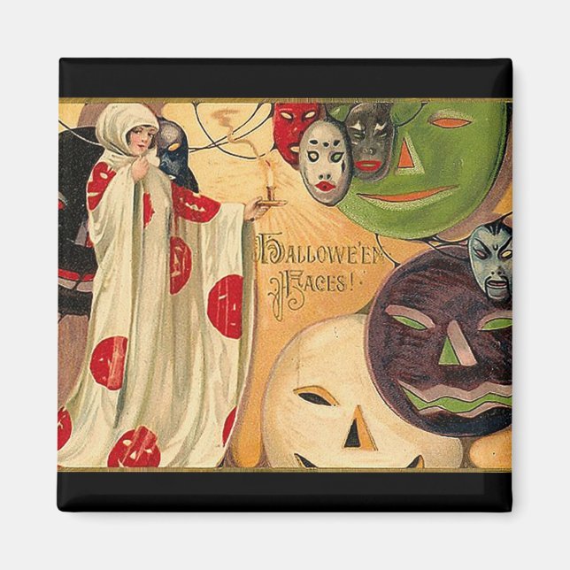 Imã Rostos de Halloween - Art Deco (Frente)