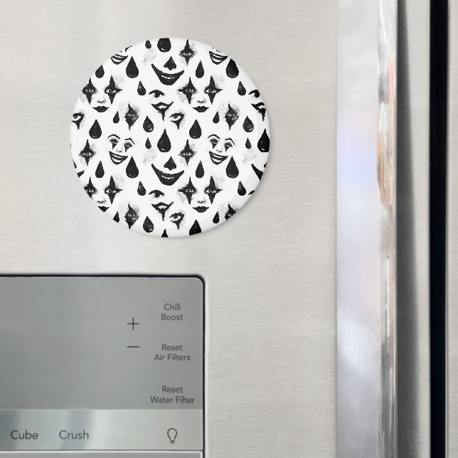 Imã Rostos de Palhaço de Circo Preto e Branco Diversão (In Situ (Fridge))