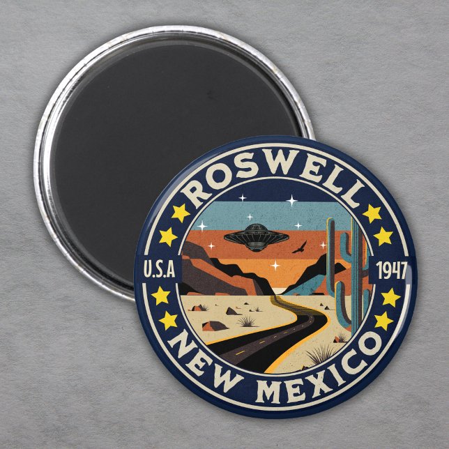 Imã Roswell New Mexico Nostalgic UFO Backdrop (Criador carregado)