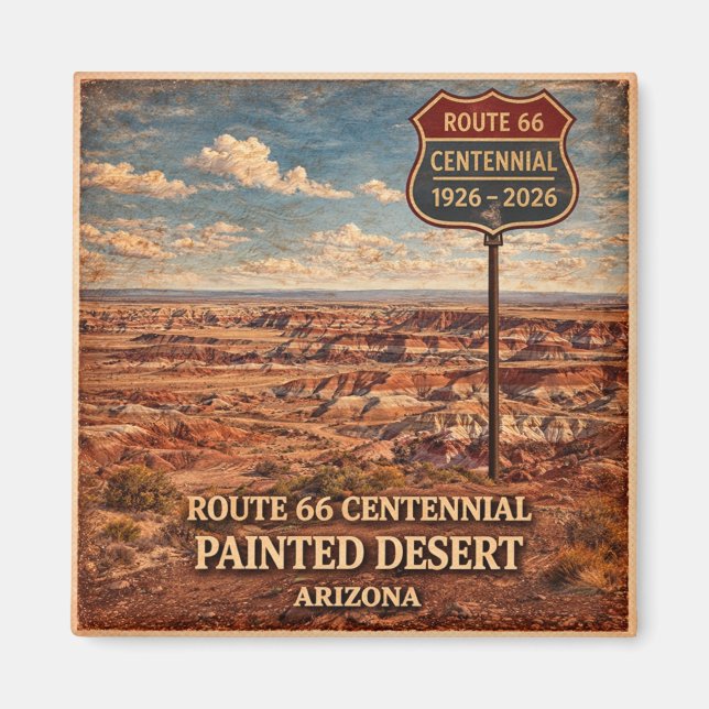 Imã Rota 66 Centenário Ícone Deserto Pintado (Frente)