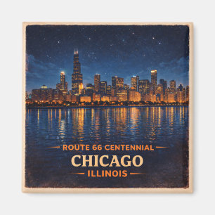 Imã Rota 66 Chicago Skyline Ímã Lembrança