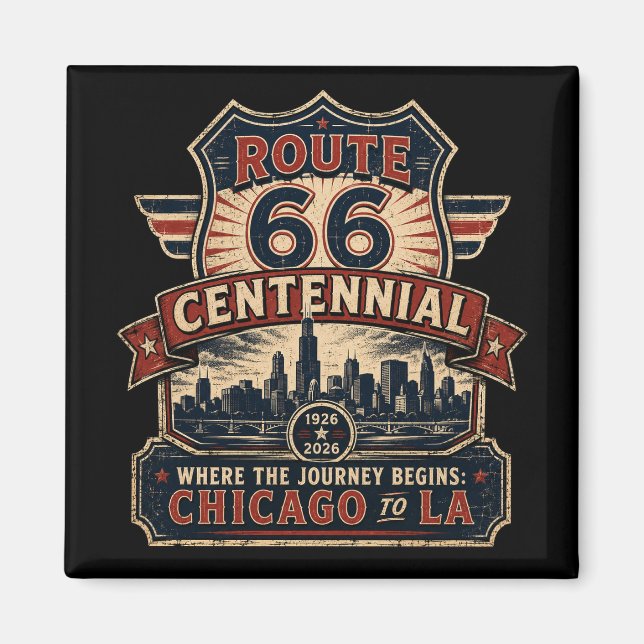 Imã Rota 66 Souvenir do Centenário de Chicago (Frente)