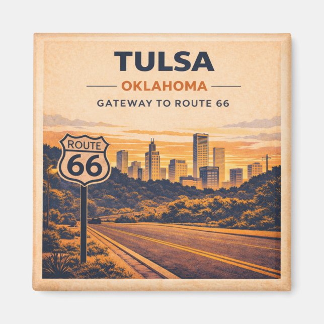 Imã Rota 66 Tulsa Oklahoma Heritage Cidade Skyline (Frente)