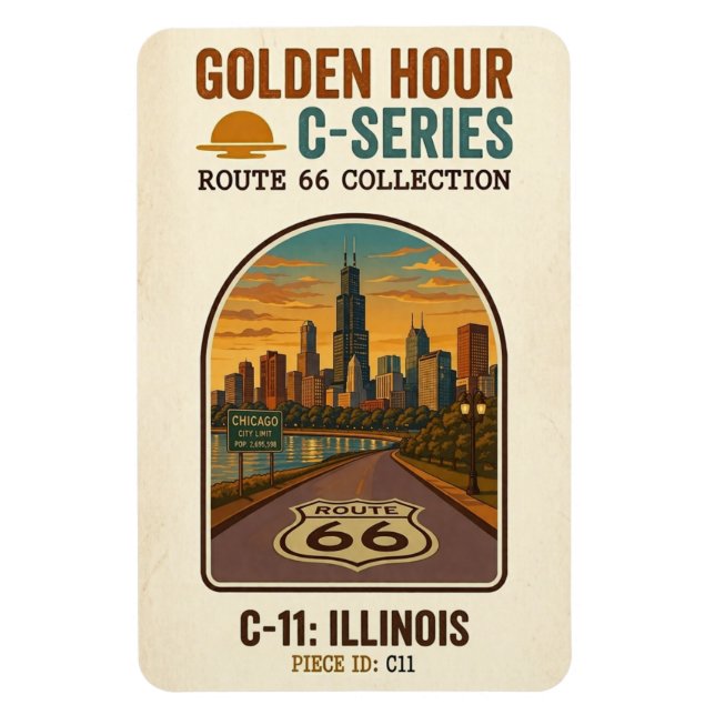 Ímã Rota da Hora Dourada 66 C-Series | Illinois (Vertical)
