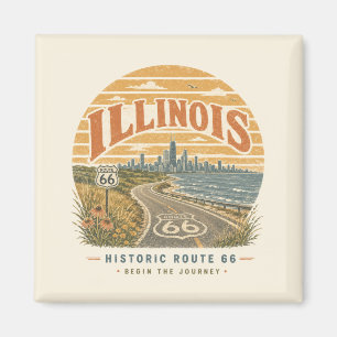 Imã Rota Histórica 66 de Illinois Viagem a Chicago