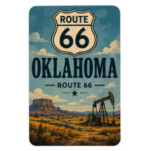 Ímã Rota Oklahoma 66 Estrada do Campo Petrolífero Arte