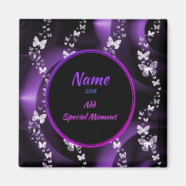 Imã Roteiro de Borboleta Roxo, Adicionar Nome e Data