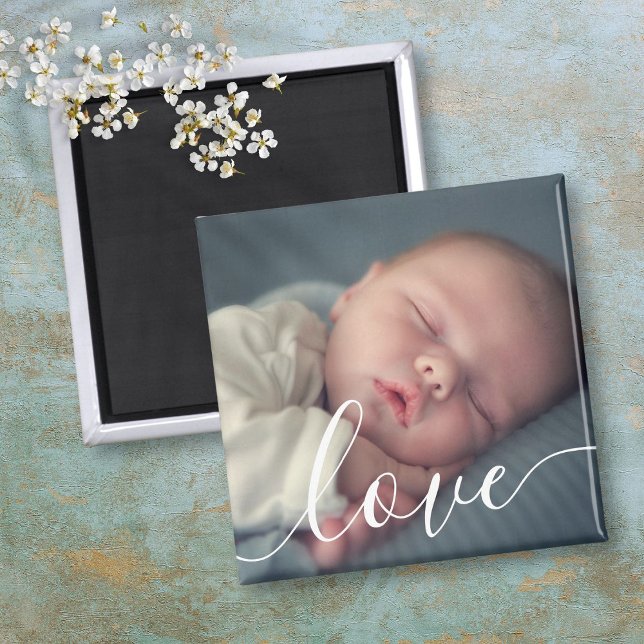 Imã Roteiro de Foto de Bebê Simples Moderno (Modern Simple Baby Photo Script Magnet)