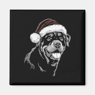 Imã Rottweiler Cachorro Chapéu de Papai Noel Natal Xma