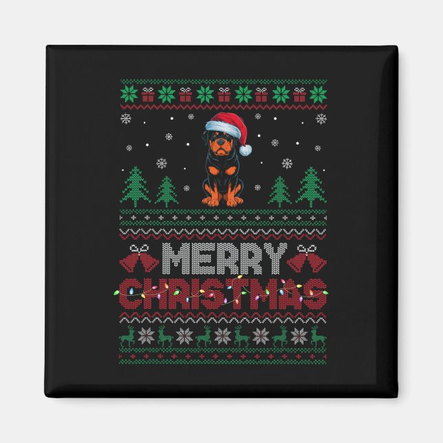 Imã Rottweiler Cachorro Passa Noel Hor Árvore de Natal (Frente)