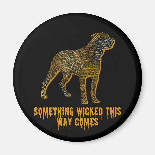 Imã Rottweiler Cachorro Silhout Diversão do Halloween (Frente)