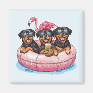 Imã Rottweiler Cães Flamingo Piscina de Verão