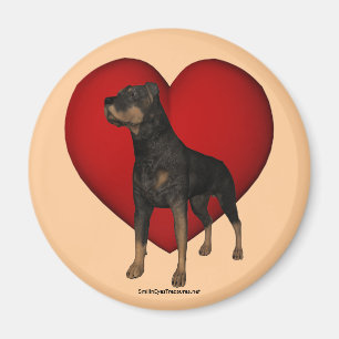 Imã Rottweiler Cão Vermelho Coração