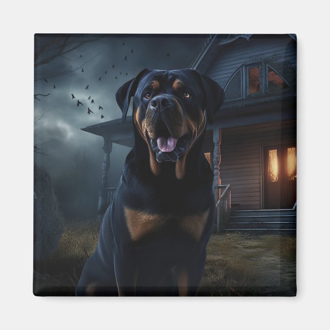 Imã Rottweiler de Halloween Assustador (Frente)