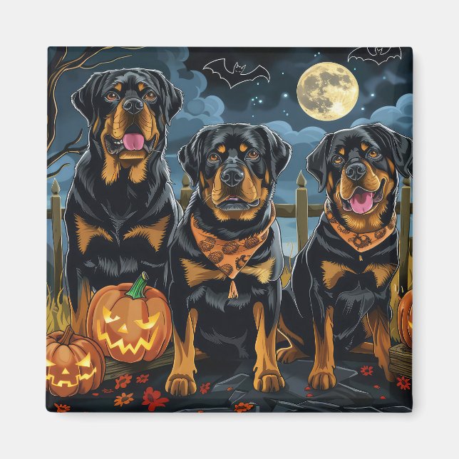 Imã Rottweiler Halloween Spooky (Frente)