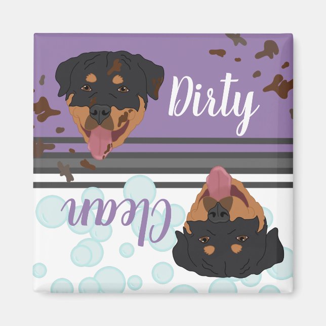Imã Rottweiler Lava-Louças Sujo/Limpo  (Frente)