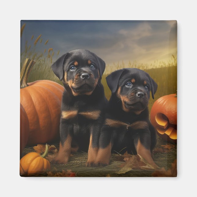 Imã Rottweiler Puppy Autumn - Pumpkin (Frente)