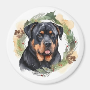 Imã Rottweiler Rua de Natal Festivo