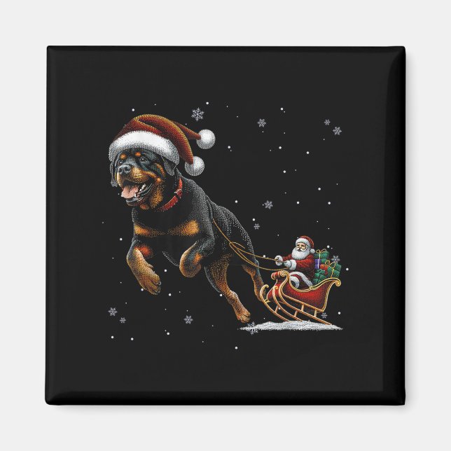 Imã Rottweiler Santa Christmas Tree Lights Ugly Pajama (Frente)