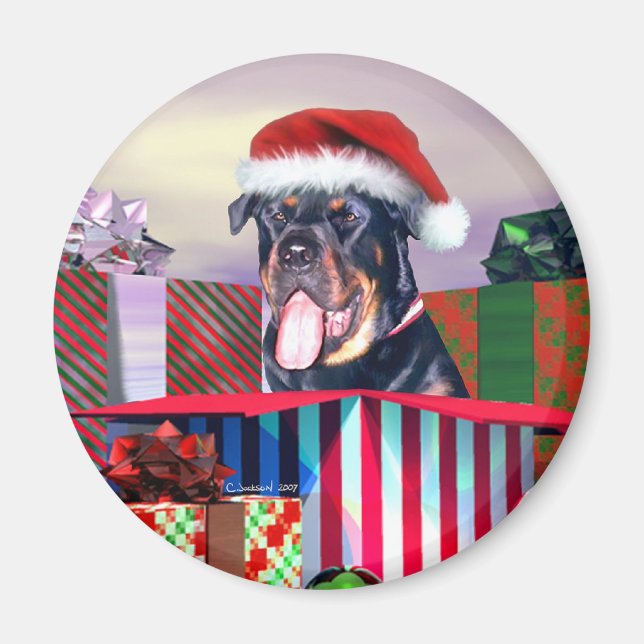 Imã Rottweiler Surpresa de Natal (Frente)
