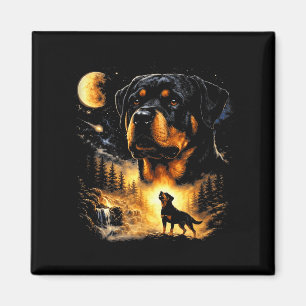 Imã Rottweiler uivando para a lua vintage 90s engraçad
