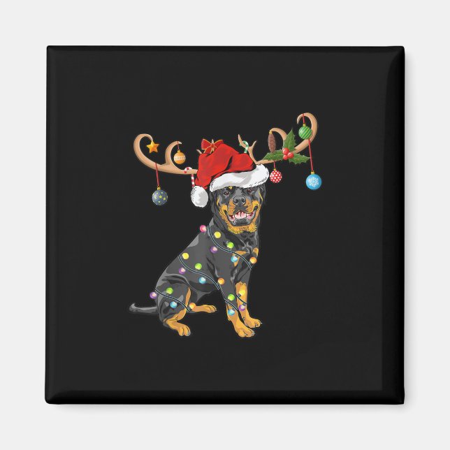 Imã Rottweiler Xmas Gift Santas Reindeer Rottweiler (Frente)