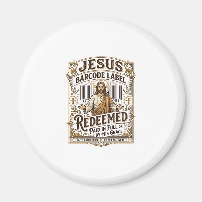 Imã Rótulo de Código de Barras de Jesus Resgatado Rótu (Frente)