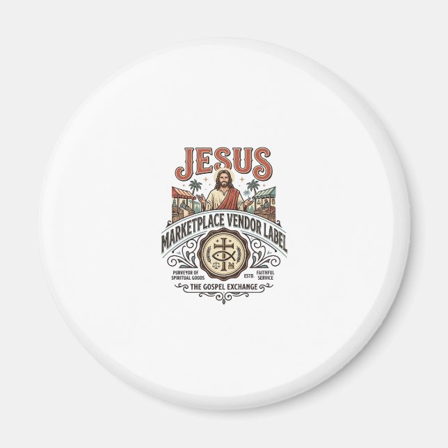 Imã Rótulo de Vendedor do Mercado de Jesus Rótulo de V (Frente)