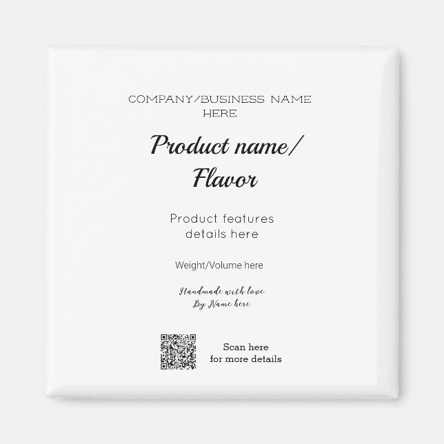 Imã rótulo do nome do produto com o nome da empresa de (Frente)