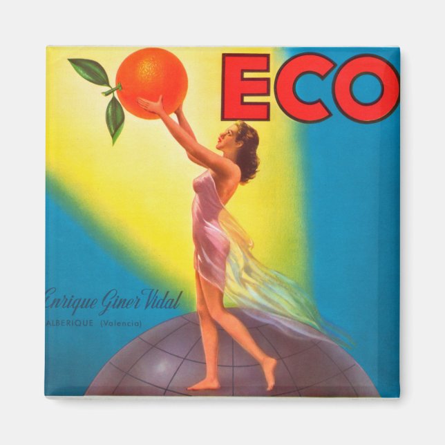 Imã Rótulo Laranja Vintage Eco (Frente)