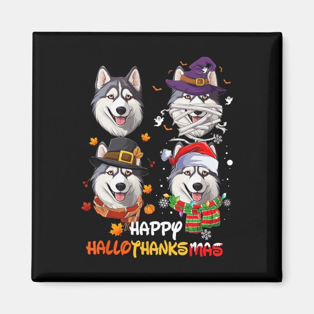Imã Rouco Cão Hallothanksmas Halloween Dia de Ação de  (Frente)