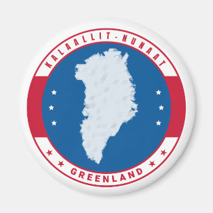 Imã Round Emblem Red Groelândia Mapa Kalaallit Nunaat