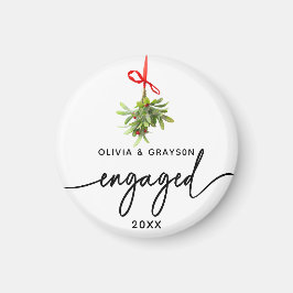 Imã Round Mistletoe Engaged Magnet Keepsake