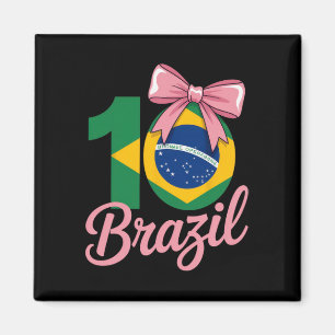 Imã Roupa de aniversário de 10 anos do Brasil com laço