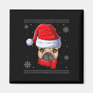 Imã Roupas de Bulldog Francês com Papai Noel